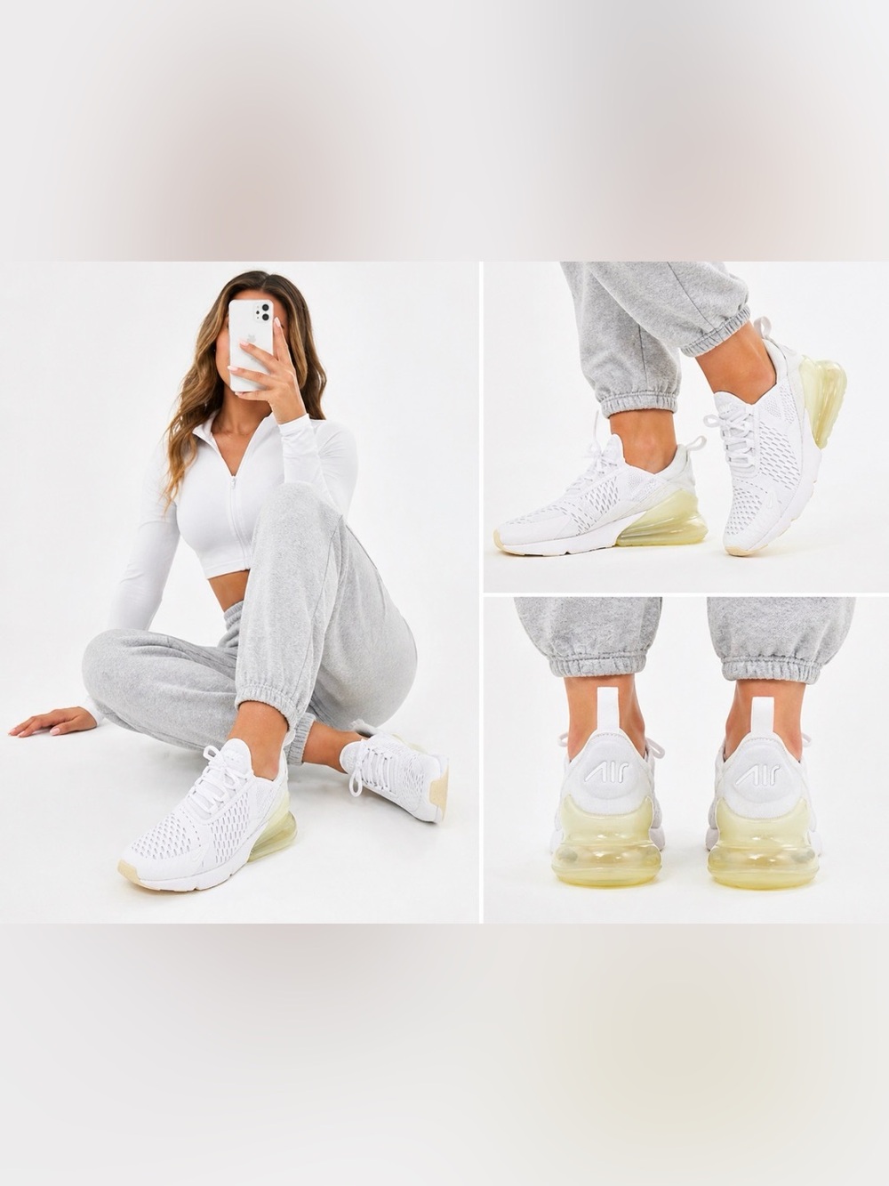 Nike Air Max White Sneakers Youth 6.5Y Women 8 EU 39 Gum Sole Clean.